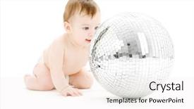  Presentation with disco ball - Cool new PPT theme with baby boy with big disco backdrop and a sky blue colored foreground