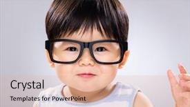  Presentation with black baby - Cool new presentation design with baby boy with black glasses backdrop and a coral colored foreground