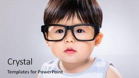  Presentation with black baby - Slide deck having baby boy with black glasses background and a  colored foreground