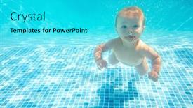  Presentation with summer holiday - PPT theme with baby-boy-with-family background and a cyan colored foreground