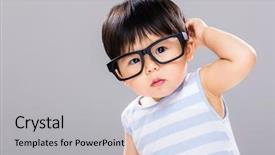  Presentation with glasses - Presentation design enhanced with baby boy with glasses background and a light gray colored foreground