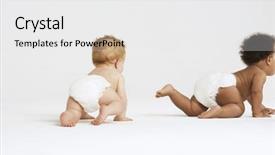  Presentation with baby diapers - Presentation theme with baby boys crawling isolated background and a white colored foreground