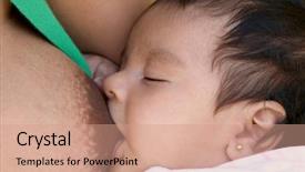  Presentation with breast - Audience pleasing slides consisting of baby breastfeeding - girl 2 months a parent backdrop and a coral colored foreground