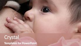  Presentation with breastfeeding - Beautiful presentation theme featuring baby breastfeeding - girl 6 months a parent backdrop and a coral colored foreground