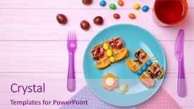  Presentation with breakfast children - PPT layouts enhanced with baby butterfly - creative breakfast for children background and a pink colored foreground
