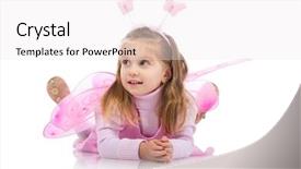  Presentation with fairy - Colorful PPT layouts enhanced with baby butterfly - little girl in fairy costume backdrop and a white colored foreground