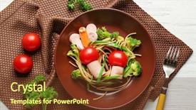  Presentation with pasta - Presentation design consisting of baby butterfly - plate with creative pasta background and a tawny brown colored foreground