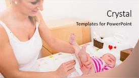  Presentation with mother baby - Colorful slide deck enhanced with baby buttocks with wet tissue backdrop and a sky blue colored foreground