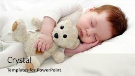  Presentation with infant - PPT layouts with baby care - portrait of a close-up infant background and a soft green colored foreground