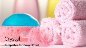  Presentation with shampoo - Theme having baby care objects olive shampoo background and a lemonade colored foreground