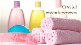  Presentation with shampoo - Audience pleasing PPT layouts consisting of baby care objects olive shampoo backdrop and a cream colored foreground