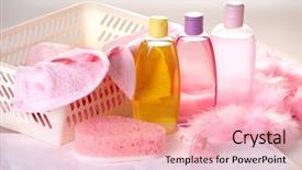  Presentation with shampoo - Slide deck featuring baby care objects olive shampoo background and a lemonade colored foreground