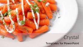  Presentation with mayonnaise - Slides consisting of baby-carrot-with-greens background and a coral colored foreground