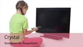  Presentation with lsd - Slide deck having baby cartoon - little girl looks lsd tv background and a coral colored foreground