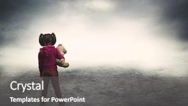  Presentation with baby toy - Presentation having baby cartoon - little girl with toy bear background and a gray colored foreground