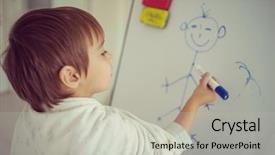  Presentation with canvas - PPT theme consisting of baby cartoon - little kid painting and drawing background and a light gray colored foreground