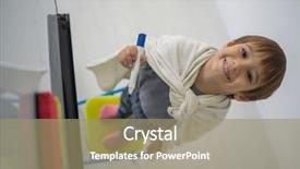  Presentation with airport boarding board - Beautiful slide set featuring baby cartoon - little kid painting and drawing backdrop and a coral colored foreground