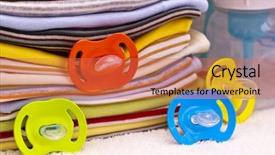  Presentation with cartoon - Slide set having baby cartoon - newborn layette background and a coral colored foreground