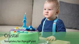  Presentation with first birthday - Cool new presentation theme with baby celebrating its first birthday backdrop and a seafoam green colored foreground