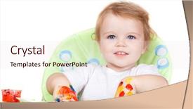 Presentation with art - Beautiful presentation theme featuring baby child creates art picture backdrop and a lemonade colored foreground