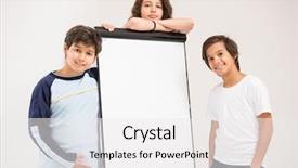  Presentation with kids space - PPT theme featuring baby clipart - group of kids holding white background and a white colored foreground