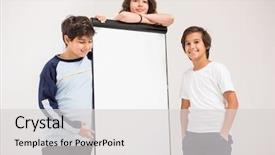  Presentation with kids space - Slide deck having baby clipart - group of kids holding white background and a light gray colored foreground