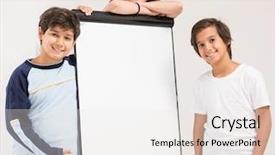  Presentation with kids space - Cool new PPT theme with baby clipart - group of kids holding white backdrop and a white colored foreground