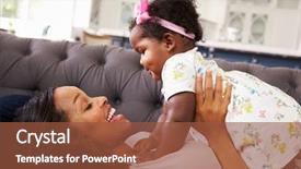  Presentation with daughter - Amazing PPT theme having mother lying back holding her backdrop and a tawny brown colored foreground