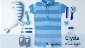  Presentation with baby clothes - Amazing presentation design having baby clothes and accessories backdrop and a light blue colored foreground
