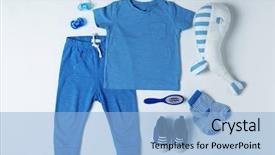  Presentation with baby clothes - Cool new PPT theme with top view cute - baby clothes and accessories backdrop and a light blue colored foreground
