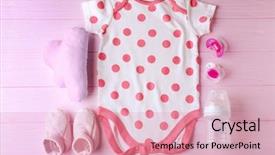  Presentation with baby clothes - Slide set consisting of baby clothes and necessities background and a lemonade colored foreground