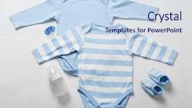  Presentation with baby clothes - PPT layouts with baby clothes and necessities on light background background and a sky blue colored foreground