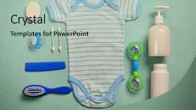  Presentation with baby fashion - Beautiful theme featuring baby clothes and necessities backdrop and a mint green colored foreground