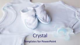  Presentation with baby clothes - Presentation theme enhanced with baby clothes babyhood motherhood background and a sky blue colored foreground