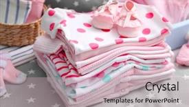  Presentation with baby clothes - PPT layouts with baby clothes for newborn background and a mint green colored foreground