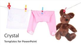  Presentation with baby clothes - Audience pleasing slides consisting of baby clothes hanging on clothesline backdrop and a white colored foreground