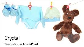  Presentation with baby clothes - Presentation theme with baby clothes hanging on clothesline background and a white colored foreground