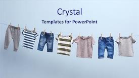  Presentation with rope - Presentation theme featuring baby clothes hanging on rope background and a sky blue colored foreground