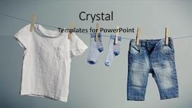  Presentation with baby clothes - Presentation enhanced with baby clothes hanging on rope background and a light gray colored foreground