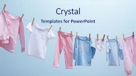  Presentation with rope - Beautiful presentation theme featuring baby clothes hanging on rope backdrop and a sky blue colored foreground