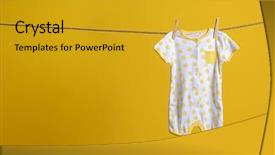  Presentation with baby clothes - Presentation theme having baby clothes hanging on rope background and a gold colored foreground