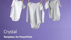 Presentation with baby fashion - Slides having baby-clothes-hanging-on-string background and a violet colored foreground