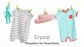  Presentation with baby clothes - Audience pleasing presentation consisting of baby clothes hanging on white background backdrop and a white colored foreground
