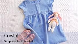  Presentation with baby clothes - Cool new slides with baby clothes on fabric background backdrop and a light blue colored foreground