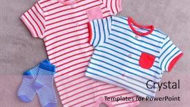  Presentation with baby clothes - Audience pleasing slide deck consisting of baby clothes on fabric background backdrop and a coral colored foreground