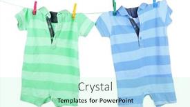  Presentation with baby clothes - Cool new PPT theme with baby clothes on white background backdrop and a mint green colored foreground
