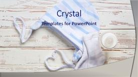  Presentation with baby clothes - Audience pleasing slides consisting of baby-clothes-on-wooden-background backdrop and a sky blue colored foreground