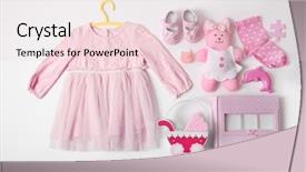  Presentation with photo album - Presentation theme enhanced with baby clothes with toys background and a lemonade colored foreground