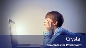  Presentation with laptop - Beautiful PPT theme featuring children tv - child watching laptop backdrop and a  colored foreground