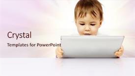  Presentation with child development developing toy - Cool new presentation with education computer tablet - little child playing backdrop and a lemonade colored foreground